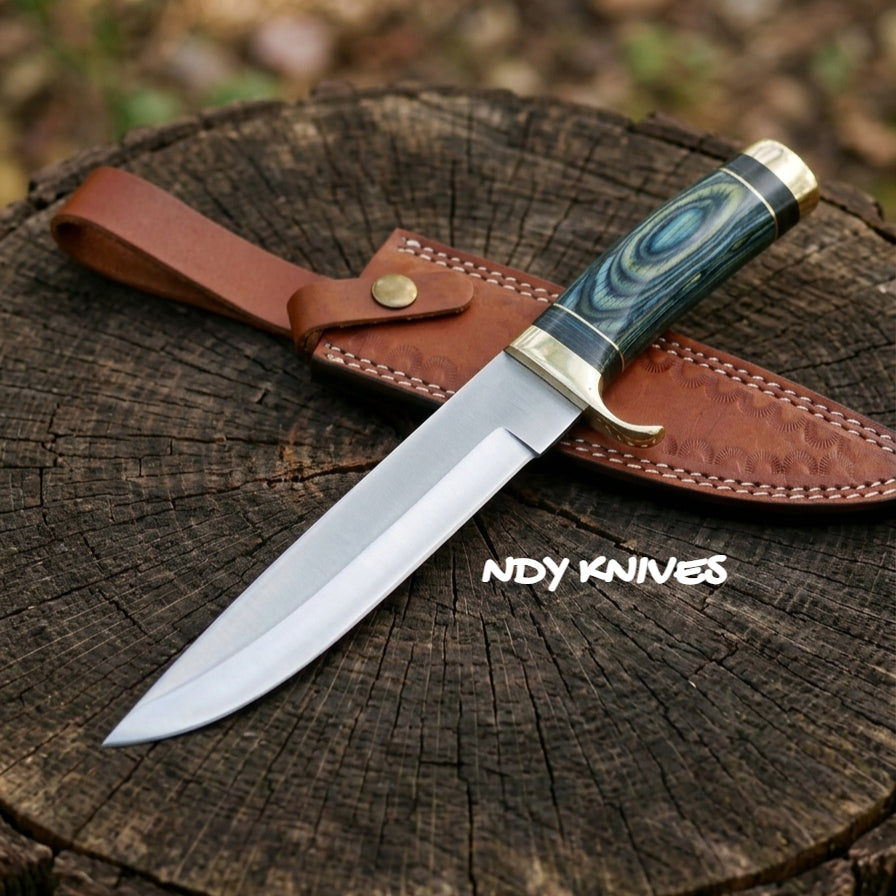 13" Grand D2 Tool Steel Bowie Knife – Full-Tang Clip-Point Blade with Premium Weatherproof Pakkawood Handle