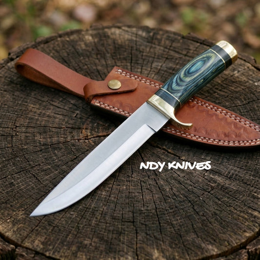 13" Grand D2 Tool Steel Bowie Knife – Full-Tang Clip-Point Blade with Premium Weatherproof Pakkawood Handle