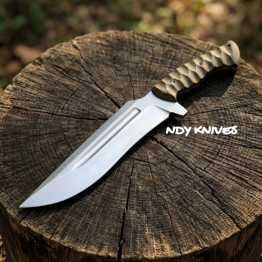 14" Grand D2 Tool Steel Bowie Knife – Heavy-Duty Full-Tang Field Blade with Weatherproof Premium Micarta Handle